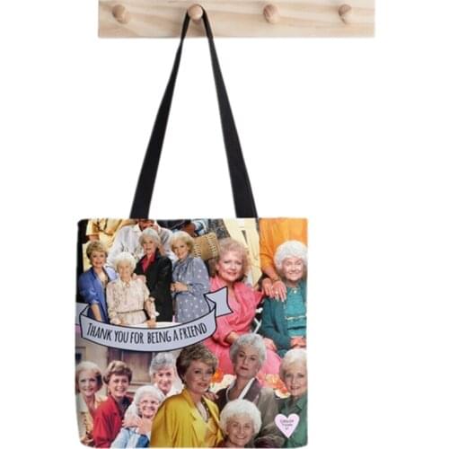 2021 Shopper golden girls pattern Printed Tote Bag women Harajuku shopper handbag girl Shoulder shopping bag Lady Canvas Bag