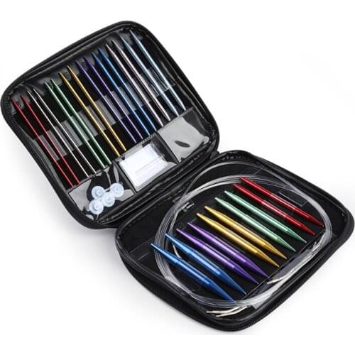 RORGETO 26PCS Aluminum Crochet Hooks Set Sewing Yarn Stitches Knitting Needles for DIY Knitting Yarn Kit Tools Accessories