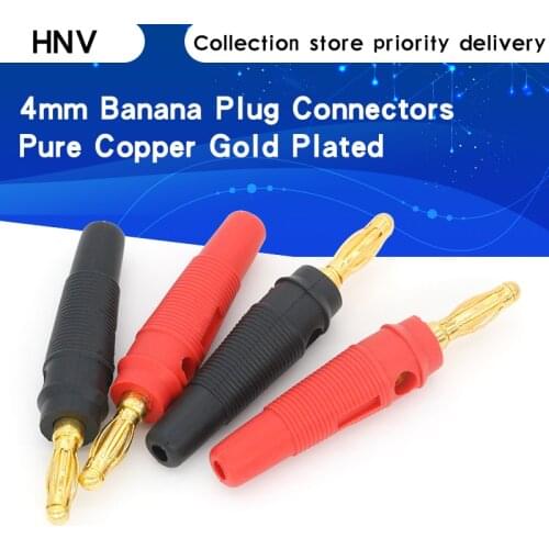 4pcs New 4mm Plugs pure copper Gold Plated Musical Speaker Cable Wire Pin Banana Plug Connectors