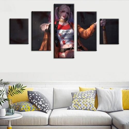 5in1 Anime Clown Harleen Quinzel Posters and Canvas Painting Wall Art Decoration Prints For Living Room Home Bedroom Sofa Decor