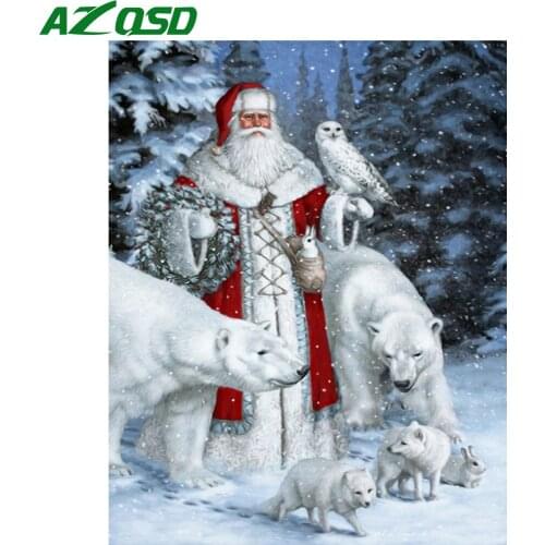 AZQSD Diamond Embroidery Cartoon Diy Cross Stitch Kits Needlework Diamond Painting Santa Claus Full Square Drill Home Decoration