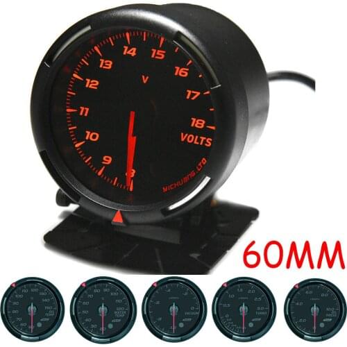 60mm Turbo Boost Pressure Gauge Car Tachometer Volt Water Oil Temperature Oil Press RPM Tacho Meter Vacuum for Gasoline Car 12V