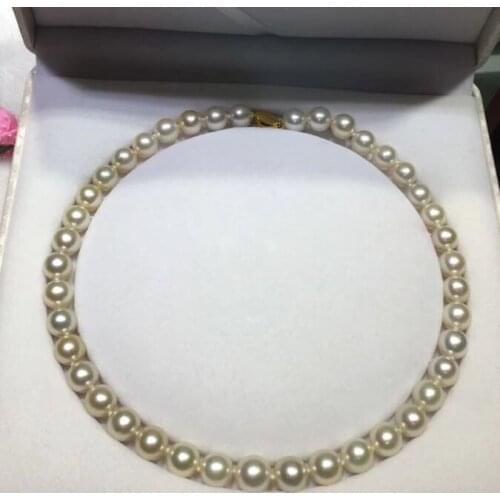 Free shipping >>>>noble jewelry 10-11mm natural champagne SouthSea pearl necklace 14k