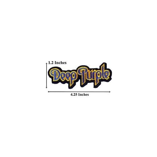 Lower price embroidered name patches cheap Deep Purple Name Badge Embroidered Punk Patches Rock Music Band Iron On Jacket