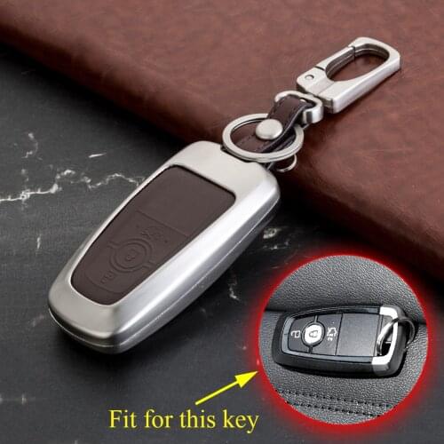 Alloy Key Bag Fob Holder Pack Shell Cover Trim Fit For Ford Edge Fusion 2017 2018 Parts Accessories Smart 3 Buttons Key Case