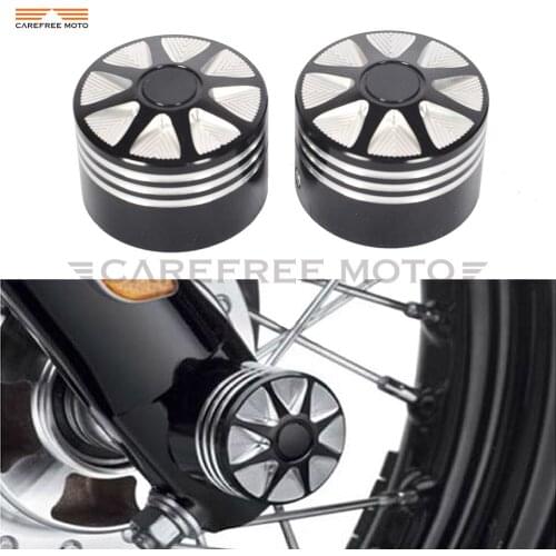 Black Cut Motorcycle Front Axle Nut Cover Bolt Case for Harley Touring Softail Road King Glide FLTR