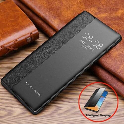 Genuine Leather Case For Huawei P40 Pro Case Wakeup Cover Window View Intelligent Etui Coque For Huawei P40 P40Pro Case Capa