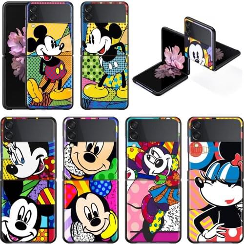 Color Disney Mickey Shockproof Cover for Samsung Galaxy Z Flip Flip3 5G Black Phone Case Shell Hard Fundas Coque Capa