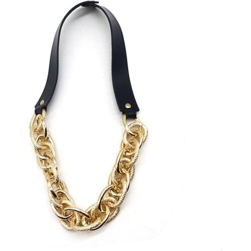 D&D Fashion Leather Aluminium Necklace For Women Punk Handmade Chokers Leather Spike Femme Necklaces & Pendants Jewelry Gifts