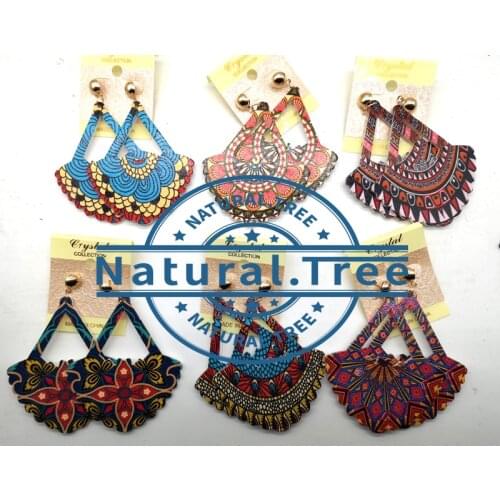 Printing Africa Pattern Wooden Earrings