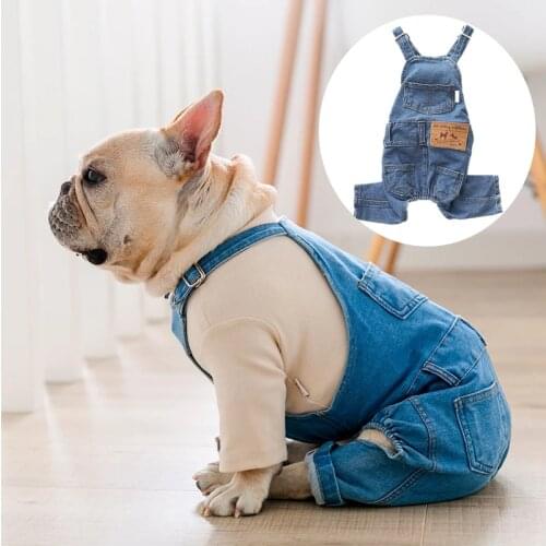 French Bulldog Clothes for Dog Clothes Denim Dog Jumpsuit Pet Clothing for Dogs Pets Clothing Winter Chihuahua Cowboy Coat