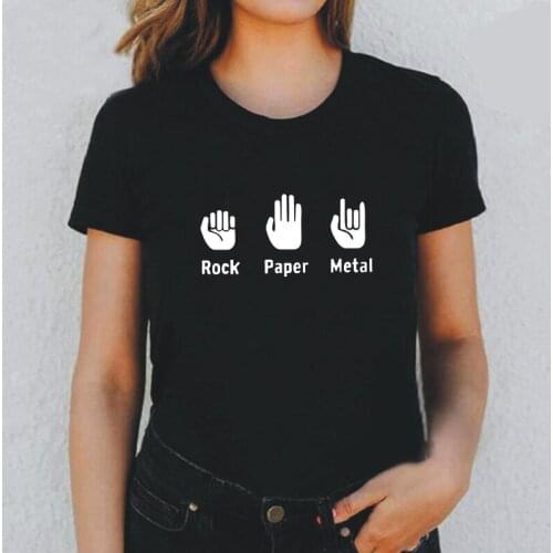 Rock Paper Metal Print Women Tshirt Casual Cotton Hipster Tee Shirt Femme Summer Harajuku T Shirt Women Tops Camisas De Mujer