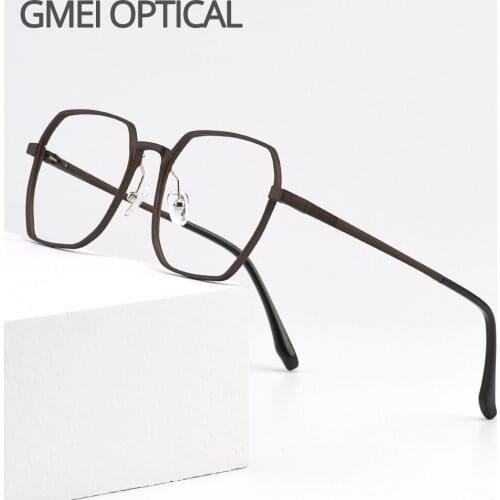 Gmei Optical Classic Men Aluminum Magnesium Glasses Frame With Spring Hinges Square Spectacles Frames Eyewear GF9001