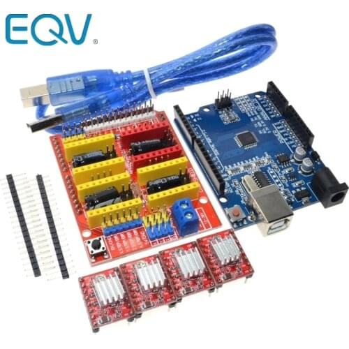 Cnc shield v3 engraving machine 3D Printer+ 4pcs A4988 driver expansion board for Arduino UNO R3 with USB cable
