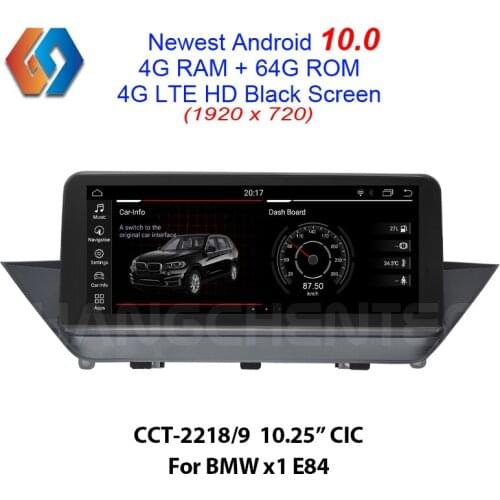 HD Black Android 10 Screen for BMW X1 E84 CIC Built-in CarPlay BT WiFi GPS Multimedia Navigation 1920x720 Support iDrive Aux DVR