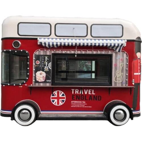 Commercial Mobile Dining Bus Trailer British Fast Food Cart Cake Drink Vending Truck for Sale