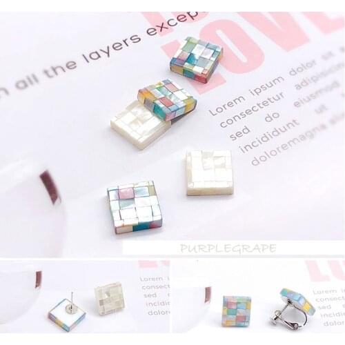 1pcs Shell Ornament Material Natural Seashell Square Mosaic Square DIY Handmade Earrings Accessories