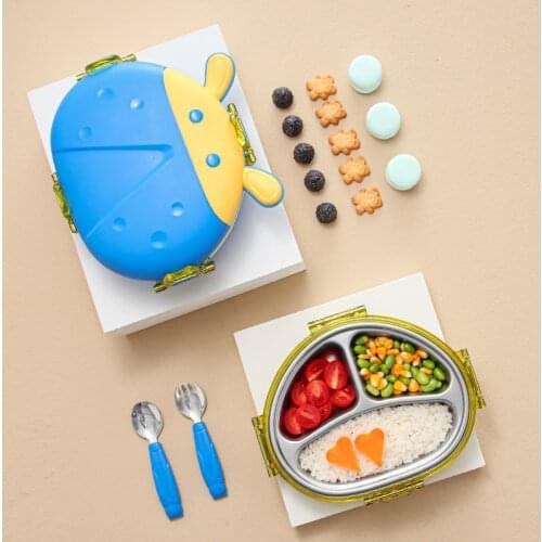 Cartoon Ladybug 450ml 3 Compartments Lunch Box For Children Kids School Student Food Storage Box Bento Lunchbox