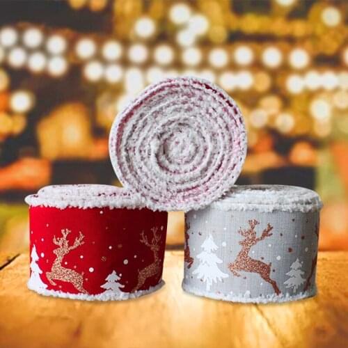 5m/roll Elk Ribbon Christmas Decor Wire Lace Burlap Party Supplies Gifts Wrapping Wedding Decoration