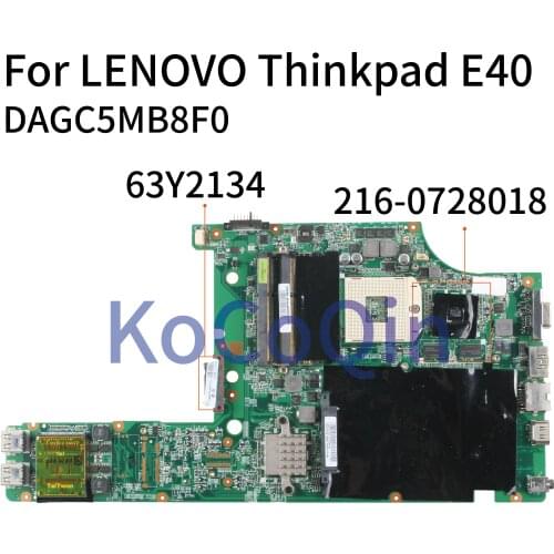 KoCoQin Laptop motherboard For LENOVO Thinkpad E40 Mainboard 63Y2134 DA0GC5MB8F0 HM55 216-0728018