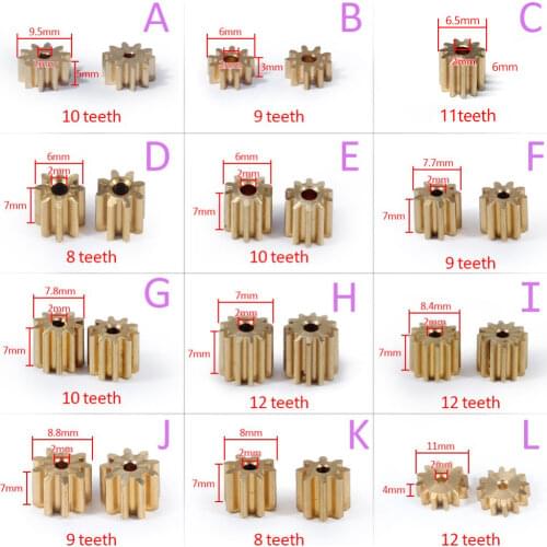 AZGIANT 1PC 8/9/10/11/12 teeth copper car motor gear for FC280 260 130 140 motor international standard universal pinion brass