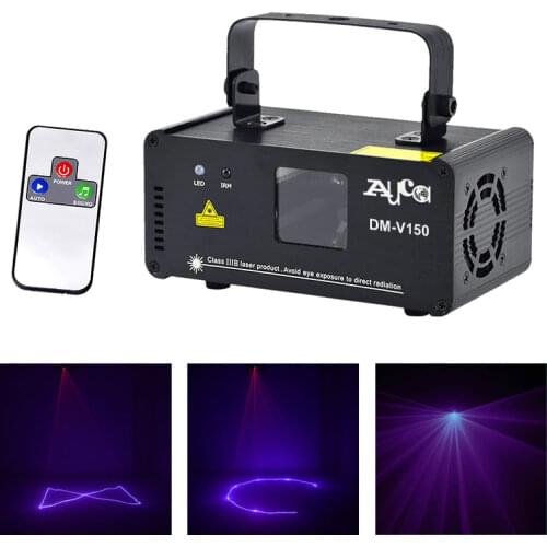 AUCD Mini IR Remote Control 150mW Purple Beam Scan Projector Laser Lights 8 CH DMX Disco DJ Home Party Show Stage Lighting V150
