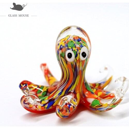 Handmade Murano glass octopus Figurine ornaments Aquarium fish tank decor charms accessories beautiful colorful Mini sea animals