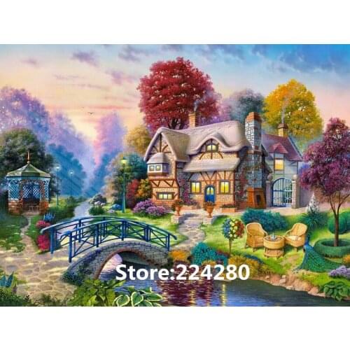 Needlework,Romantic woods house Scenic embroidery,DIY Unprinted Cross stitch kits,Art Pattern counted Cross-Stitching decor