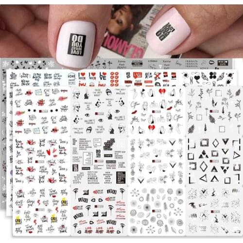 12 Patterns Russian Letter Summer Fruits nail art decorations stickers set Sexy Girl Tattoo Nail Sliders naklejki na paznokcie