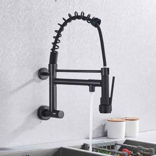 Blackend Wall Mounted Kitchen Spring Faucet Dual Spouts 360 Rotation Single Cold Kitchen Mixer Tap Torneira Para Cozinha De Tap