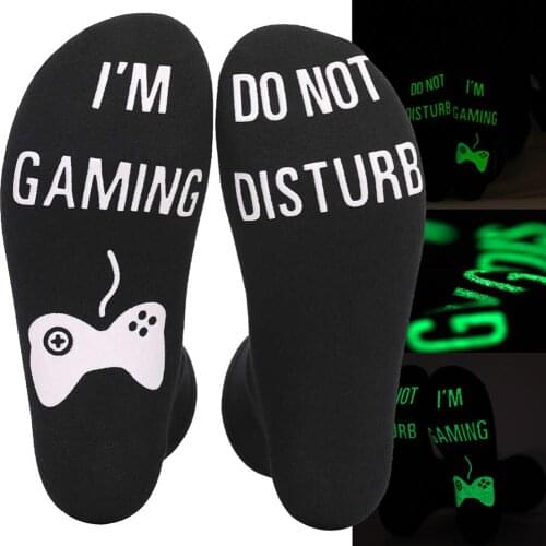 2020 New Black Mens Cotton Socks Creative Letter Luminous Socks Autumn and Winter Socks Christmas Gifts Drop shipping