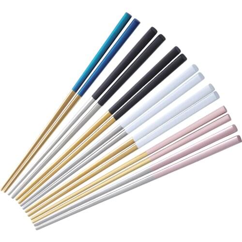 1Pair Japanese chopsticks Metal Non-Slip Sushi Food sticks Chop Sticks Chinese Gift palillos japoneses reusable chopsticks