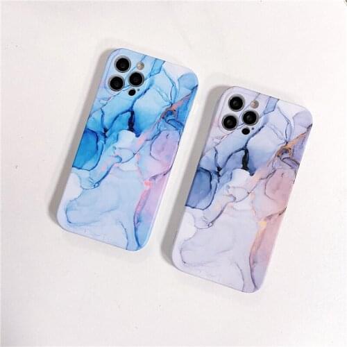 Shockproof Retro Blue Marble Phone Case For iPhone 12 Mini 11 Pro XS MAX XR 6 8 7 Plus SE20 Soft IMD Lens Protection Back Cover