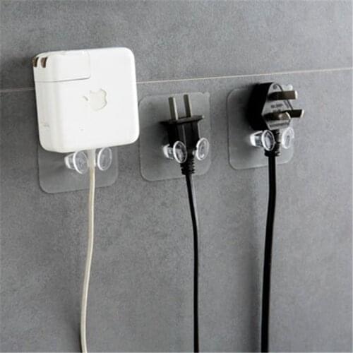 10pcs/set Clear Ahesive Plug Socket Hook Kitchen Cable Holder Hanger Office Home Wall Mounted Hook Office Living Room