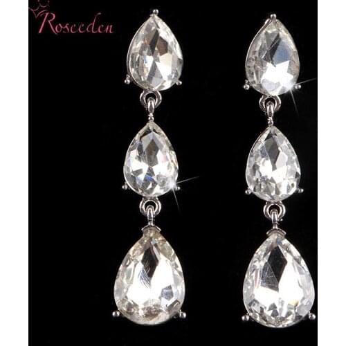 Luxury big dangle shiny waterdrop women earrings teardrop disign high quality Bridal Fashion Wedding Earrings freeshippng RE461