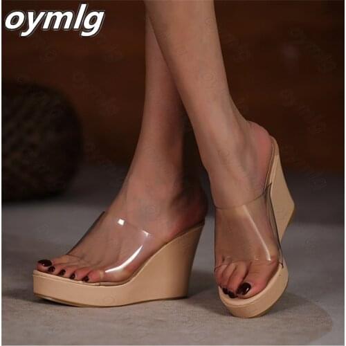 Hollow transparent bag sandals women 2021 summer European and American new casual fashion solid color slippers platform sandals