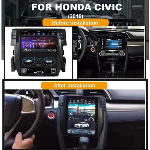 Android System vertical screen car GPS navigation For-HONDA-civic 2016 multimedia player head unit tape recorder
