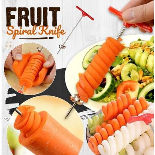Fruit Spiral Knife Household Vegetable And Fruit Slicer Manual Stainless Steel Spiral Coil Knife Kitchen Utensils Dropshipping