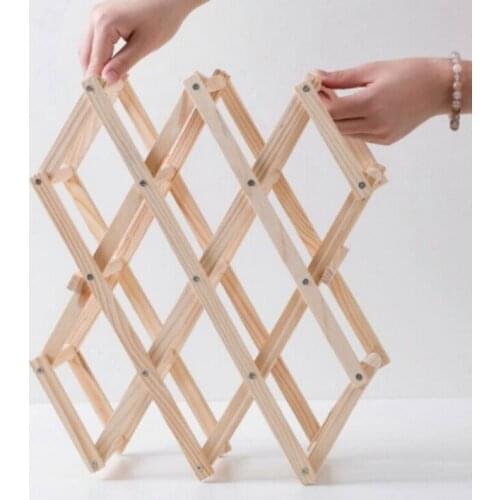 3D Geometric Storage Shelf Wooden 10 Bottle Wine Rack Tabletop Wood Folding Wine Bottle Storage Rack Wall Home Kitchen