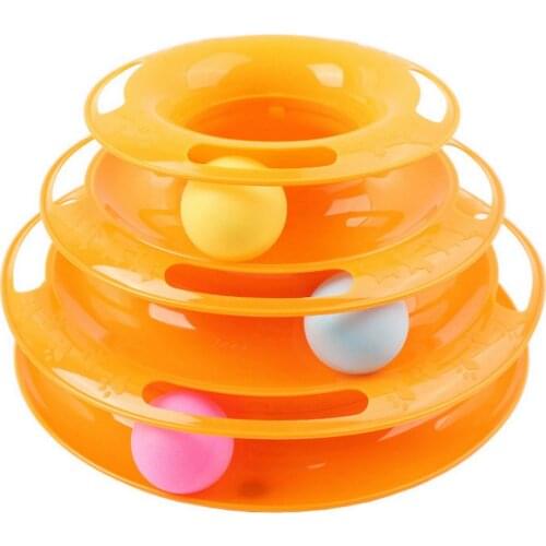 Three-layer Turntable Intellectual Cat Toy Funny Cat Tower Candy Color Grinding Claws Amusement Track Tower Training Cat Toy