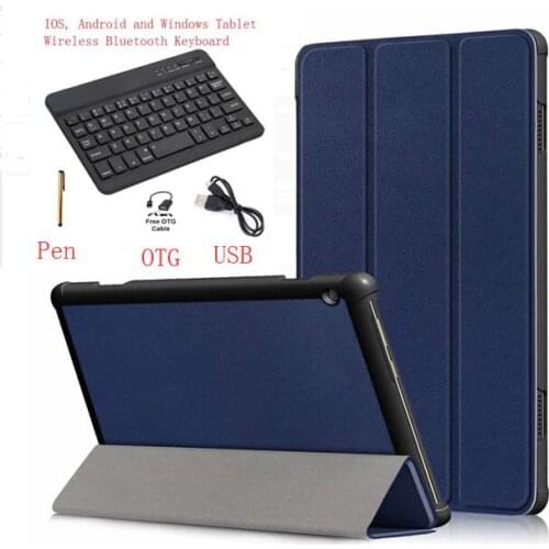 Bluetooth Keyboard Ultra Slim Cover PU Leather Stand Shell Case For Huawei MediaPad M5 Lite 10.1 BAH2-L09/W19 DL-AL09 Tablet+Pen