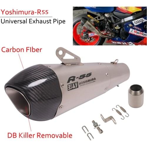 Motorcycle Universal YOSHIMURA R55 Exhaust Pipe Modified 51MM Muffler Carbon Fiber DB Killer For PCX125 150 XMAX300 250 NAMX 155