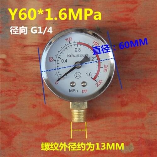 Y60, Y50, Y40 air compressor metal pressure gauge air pump Odous accessories radial axial pressure gauge