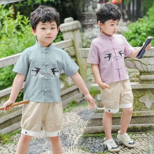 Embroidery Hanfu Boys Classical Dance Costume Folk Festival Outfit Rave Performance Clothes Tang Cosplay Clothing 2 Pcs DF1272