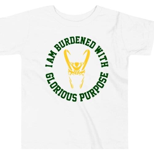 I Am Burdened with Glorious Purpose Tshirt Loki Shirt God of Mischief T-Shirt Superhero Tee Kids Clothes Boys Girls T Shirt Top