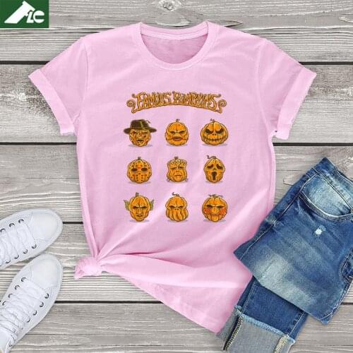 Halloween Horror Movie Womens T Shirts Off White Unisex Killers Famous Pumpkins Graphic T Shirts Women Clothes Harajuku Tee Tops