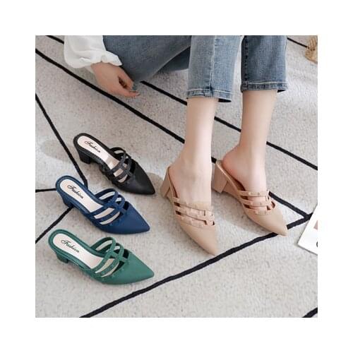 Wear Slippers Semi-trail Wedge Heel Waterproof Sandals and Slipper Middle Heel Fashion New 2020 Summer Women