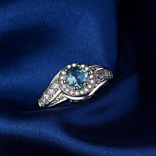 WYJZY personality light blue stone womens fashion ring anniversary party attending dress up jewelry sleek minimalist ring