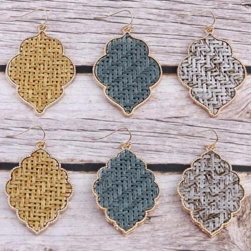 ZWPON Weave Raffia Straw Morocco Earrings 2020 Fashion Bohemian Teardrop Earrings Jewelry Wholesale