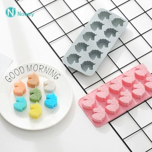 10 Cavity Unicorn Head Silicone Molds for Soap Chocolate Candy Gummy Baking Cake Jello Jelly Wax Crayon Melt Ice Cube Tray